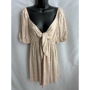 Isabel Cream Dress Maternity Cottagecore Size M Front Knot Back Smocked Feminine